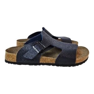 Birki's Birkenstock Mens Navy Blue Leather Sandals Size 12